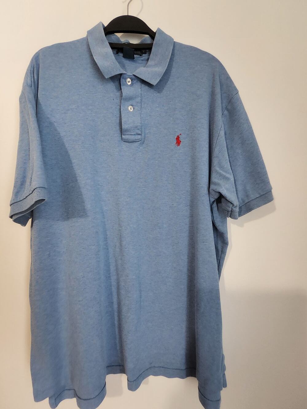 Polo Ralph Lauren Polo Shirt Mens L Blue Red Pony 100% Cotton Short Sleeve